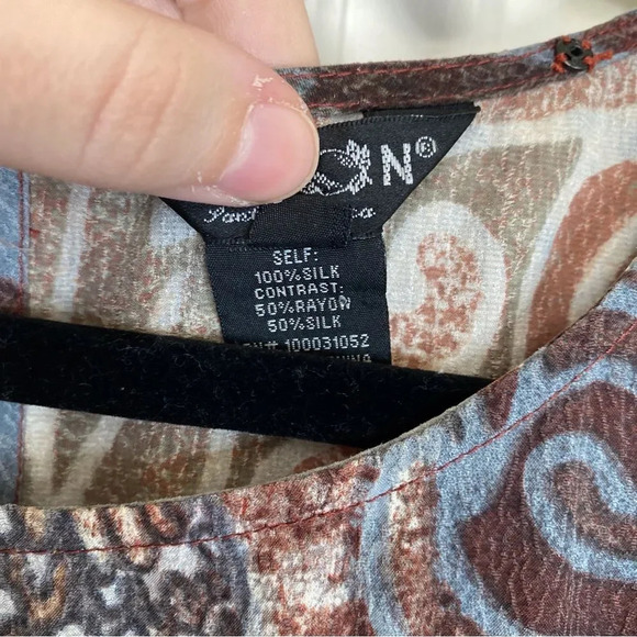 CITRON Santa Monica Tank Dress Blue Brown Silk Size Medium Vintage - Picture 5 of 5